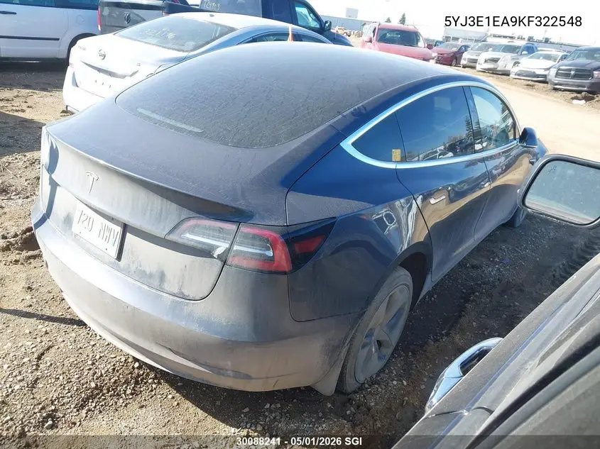 2019 Tesla Model 3 VIN: 5YJ3E1EA9KF322548 Lot: 30088241