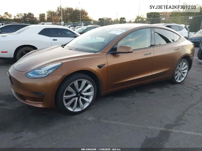 5YJ3E1EA2KF301203 2019 Tesla Model 3 Long Range/Mid Range/Standard Range/Standard Range Plus