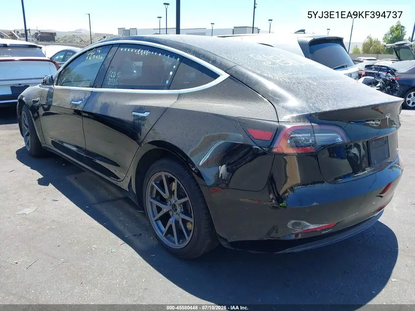 2019 Tesla Model 3 Long Range/Mid Range/Standard Range/Standard Range Plus VIN: 5YJ3E1EA9KF394737 Lot: 45580448