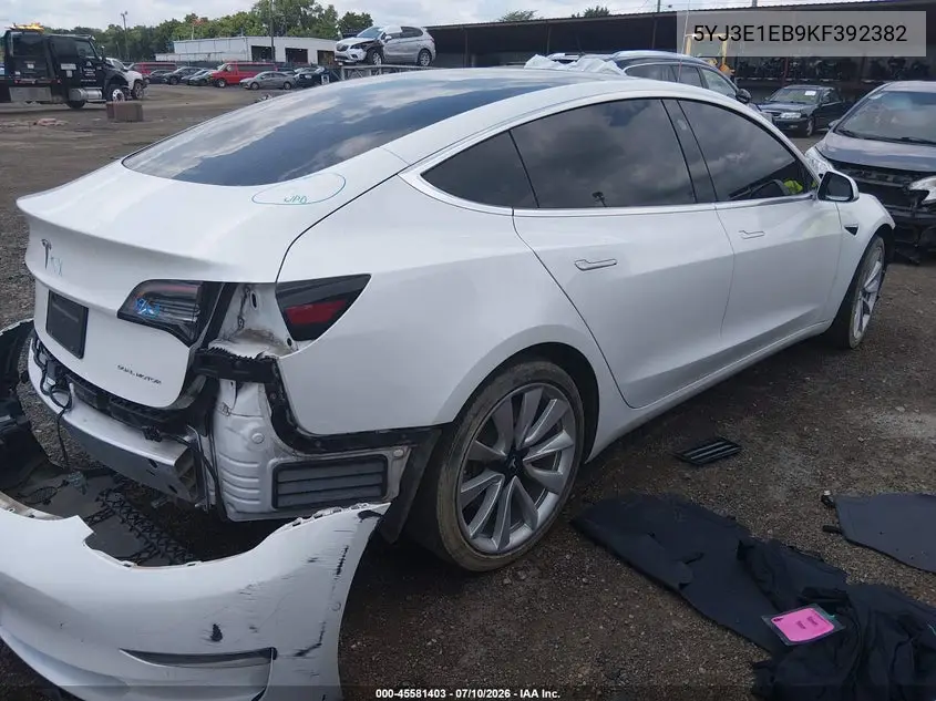 2019 Tesla Model 3 Long Range/Performance VIN: 5YJ3E1EB9KF392382 Lot: 45581403