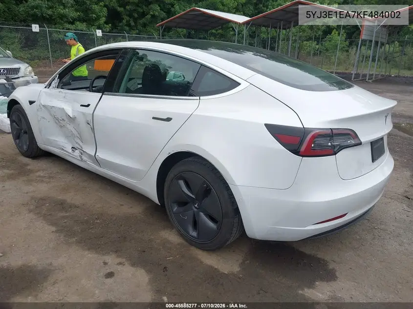 2019 Tesla Model 3 Long Range/Mid Range/Standard Range/Standard Range Plus VIN: 5YJ3E1EA7KF484002 Lot: 45585277