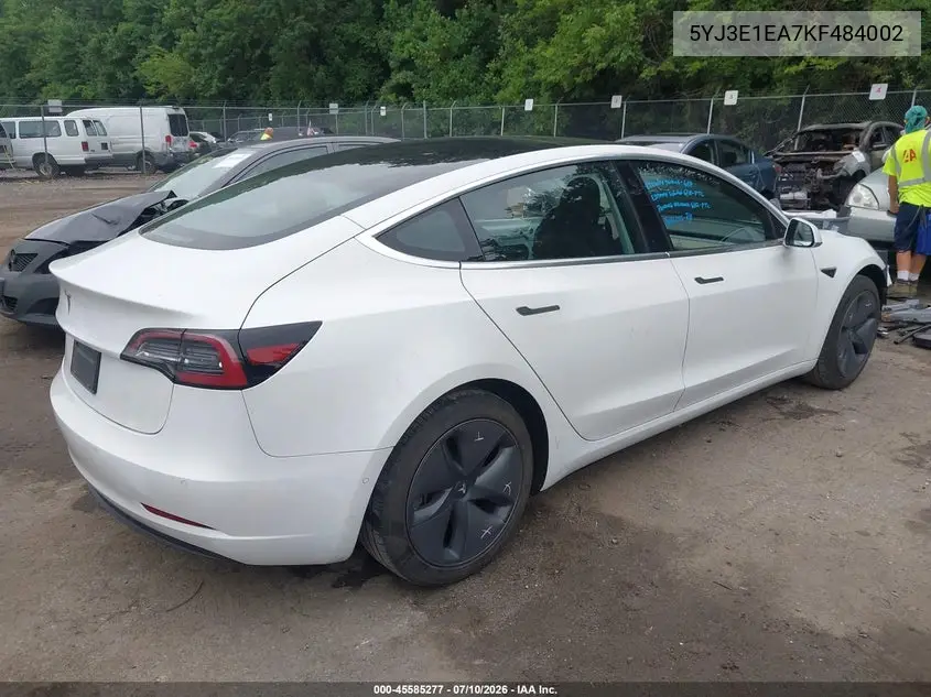 2019 Tesla Model 3 Long Range/Mid Range/Standard Range/Standard Range Plus VIN: 5YJ3E1EA7KF484002 Lot: 45585277
