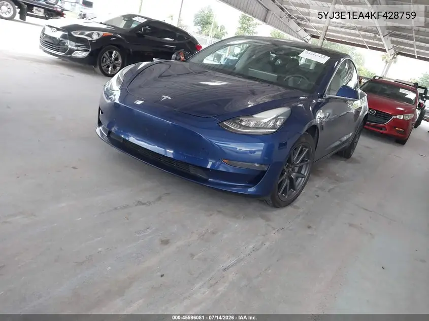 2019 Tesla Model 3 Long Range/Mid Range/Standard Range/Standard Range Plus VIN: 5YJ3E1EA4KF428759 Lot: 45596081