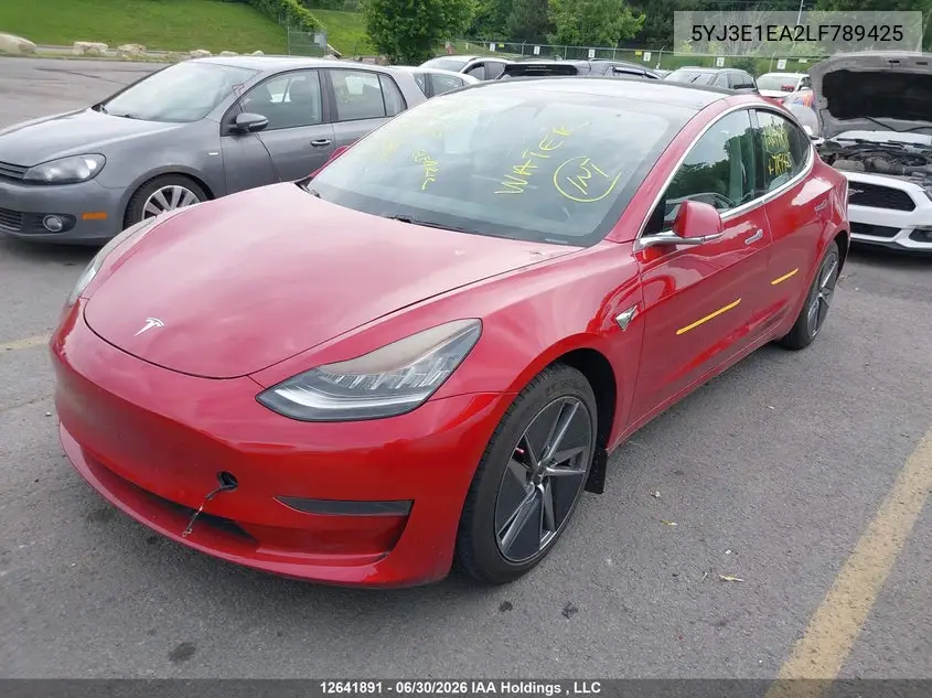 2020 Tesla Model 3 Standard Range Plus VIN: 5YJ3E1EA2LF789425 Lot: 12641891