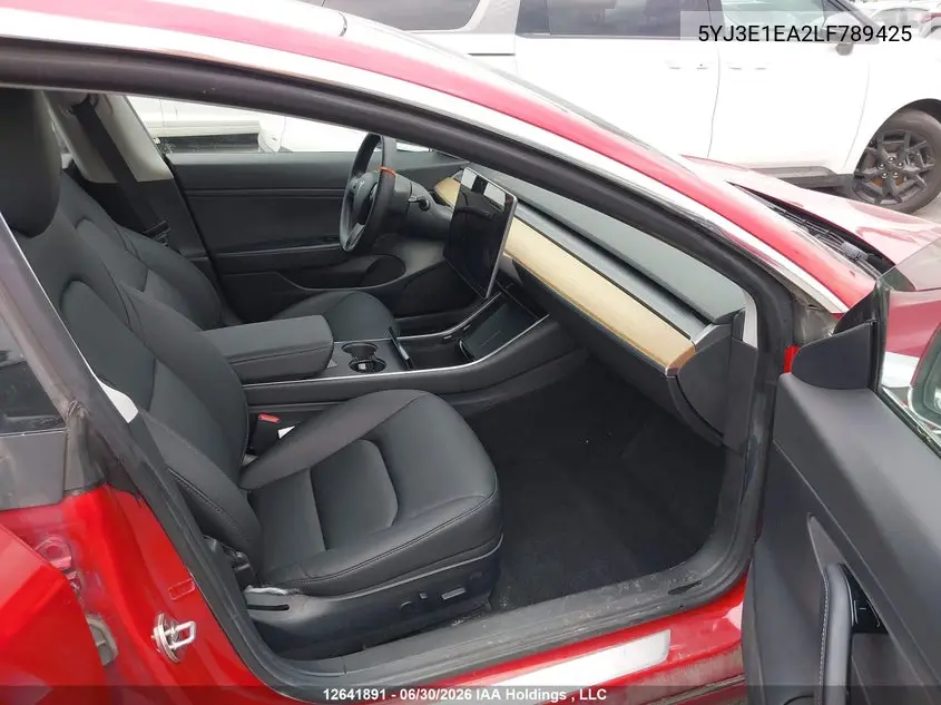2020 Tesla Model 3 Standard Range Plus VIN: 5YJ3E1EA2LF789425 Lot: 12641891
