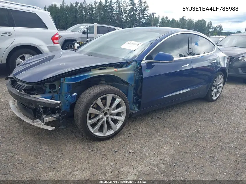 2020 Tesla Model 3 Standard Range Plus Rear-Wheel Drive/Standard Range Rear-Wheel Drive VIN: 5YJ3E1EA4LF785988 Lot: 45346721