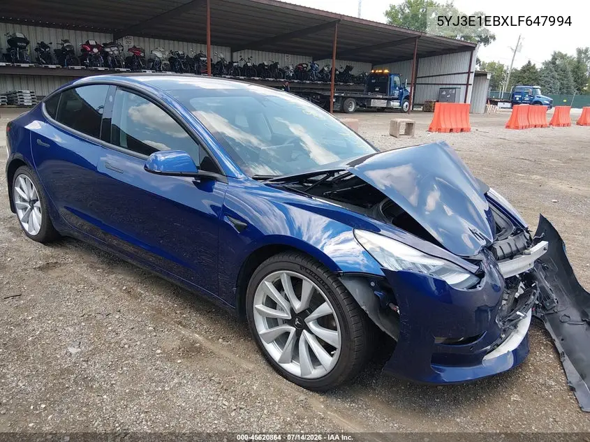 2020 Tesla Model 3 Long Range Dual Motor All-Wheel Drive VIN: 5YJ3E1EBXLF647994 Lot: 45620864