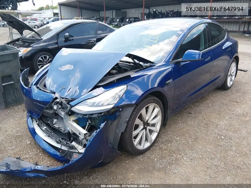 2020 Tesla Model 3 Long Range Dual Motor All-Wheel Drive VIN: 5YJ3E1EBXLF647994 Lot: 45620864