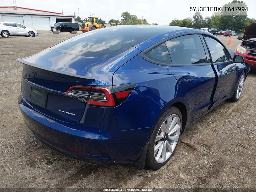 2020 Tesla Model 3 Long Range Dual Motor All-Wheel Drive VIN: 5YJ3E1EBXLF647994 Lot: 45620864
