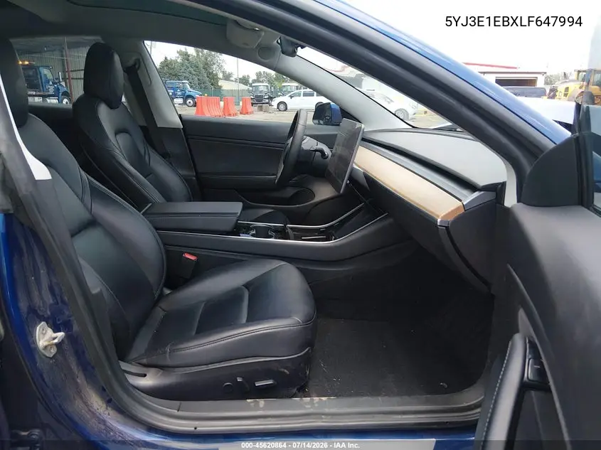 2020 Tesla Model 3 Long Range Dual Motor All-Wheel Drive VIN: 5YJ3E1EBXLF647994 Lot: 45620864
