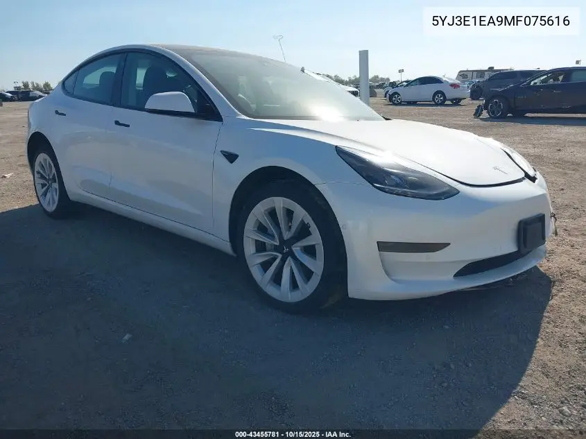 5YJ3E1EA9MF075616 2021 Tesla Model 3 Standard Range Plus Rear-Wheel Drive