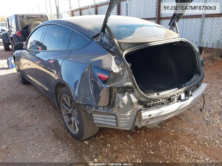 5YJ3E1EA7MF873063 2021 Tesla Model 3 Standard Range Plus Rear-Wheel Drive