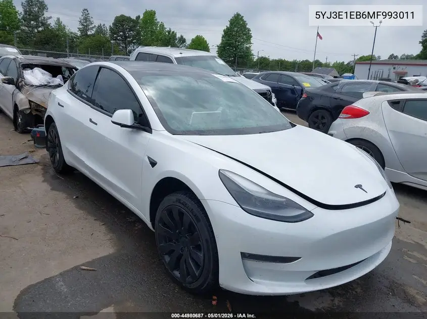 5YJ3E1EB6MF993011 2021 Tesla Model 3 Long Range Dual Motor All-Wheel Drive