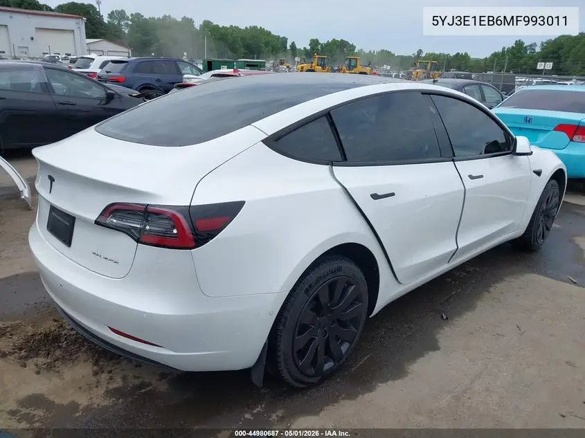 5YJ3E1EB6MF993011 2021 Tesla Model 3 Long Range Dual Motor All-Wheel Drive