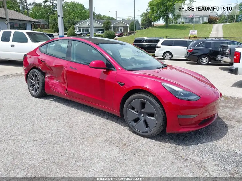 5YJ3E1EA0MF016101 2021 Tesla Model 3 Standard Range Plus Rear-Wheel Drive