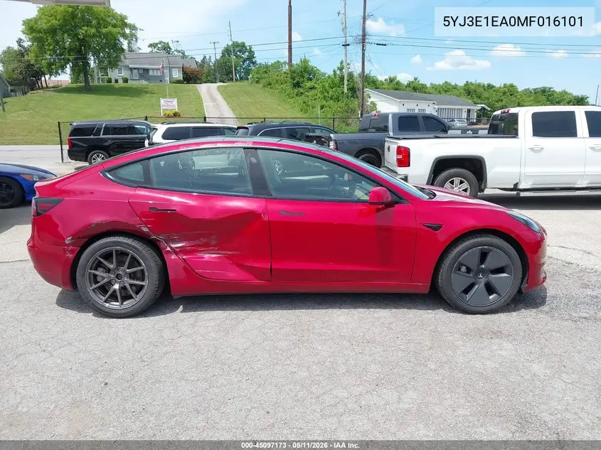 5YJ3E1EA0MF016101 2021 Tesla Model 3 Standard Range Plus Rear-Wheel Drive