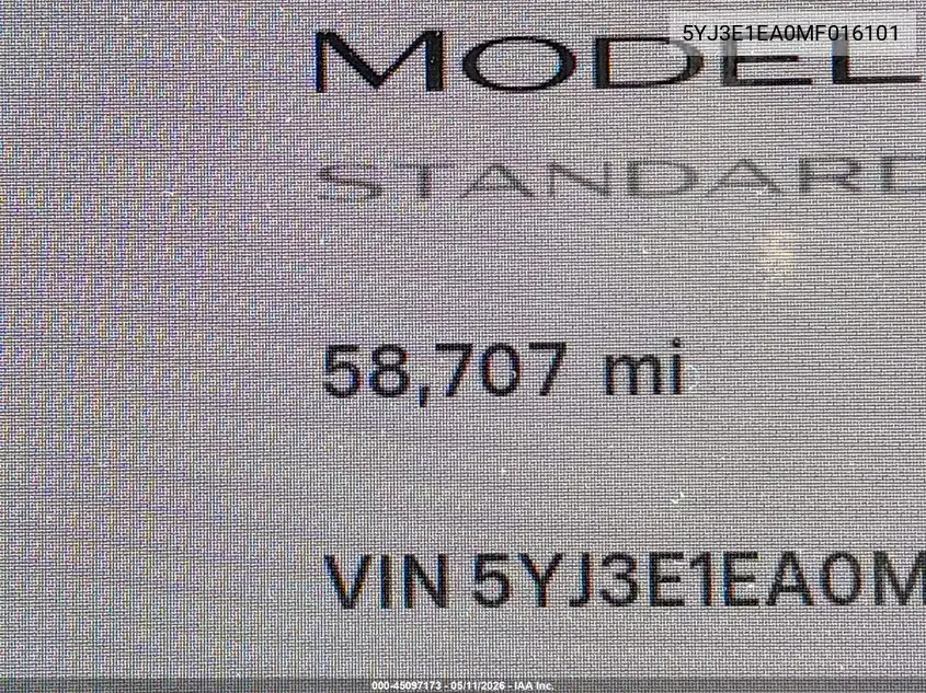 5YJ3E1EA0MF016101 2021 Tesla Model 3 Standard Range Plus Rear-Wheel Drive