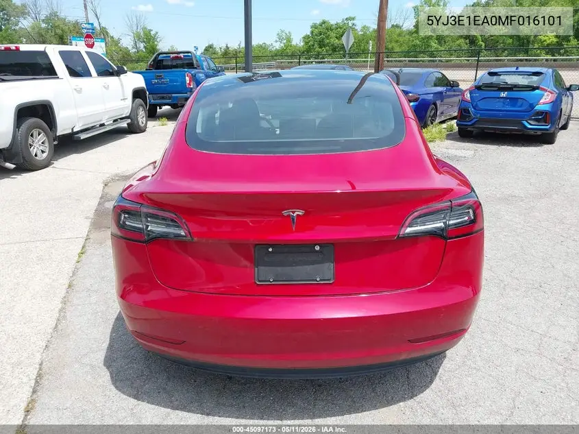 5YJ3E1EA0MF016101 2021 Tesla Model 3 Standard Range Plus Rear-Wheel Drive