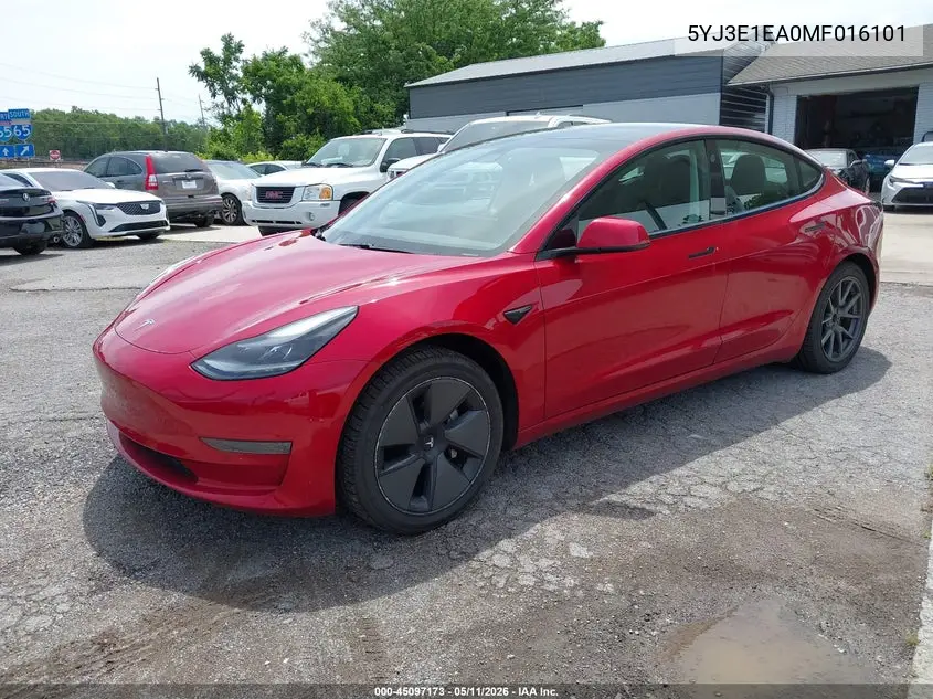 5YJ3E1EA0MF016101 2021 Tesla Model 3 Standard Range Plus Rear-Wheel Drive