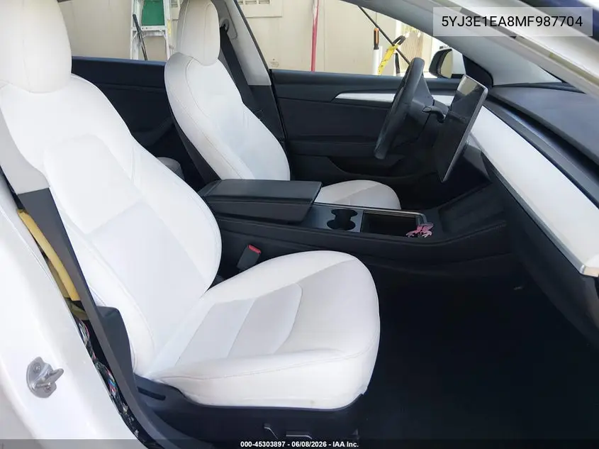 2021 Tesla Model 3 Standard Range Plus Rear-Wheel Drive VIN: 5YJ3E1EA8MF987704 Lot: 45303897