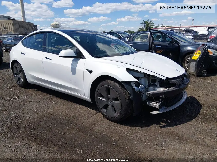 2021 Tesla Model 3 Standard Range Plus Rear-Wheel Drive VIN: 5YJ3E1EA6MF913276 Lot: 45449729