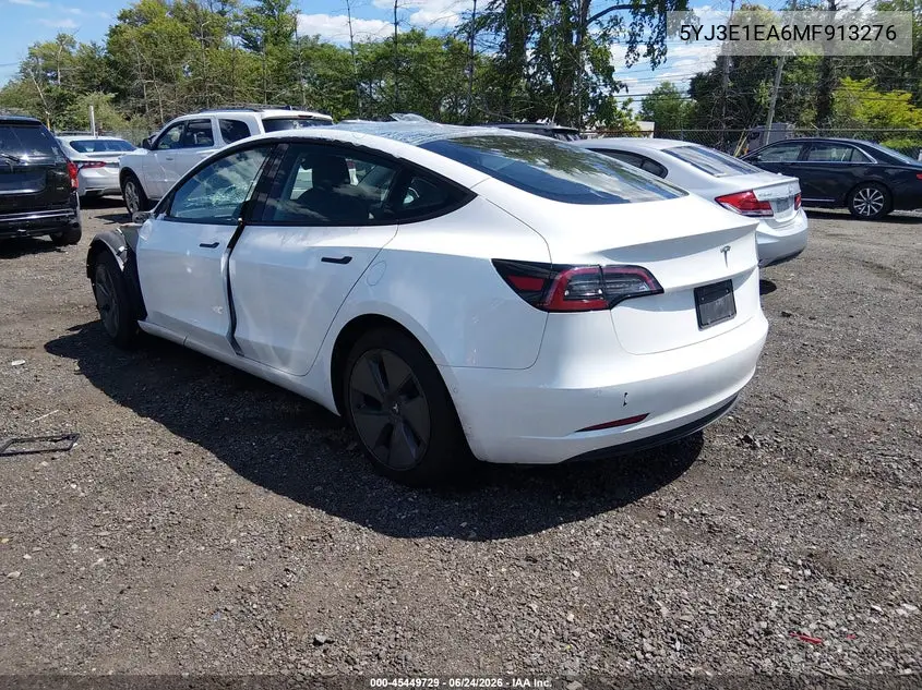 2021 Tesla Model 3 Standard Range Plus Rear-Wheel Drive VIN: 5YJ3E1EA6MF913276 Lot: 45449729