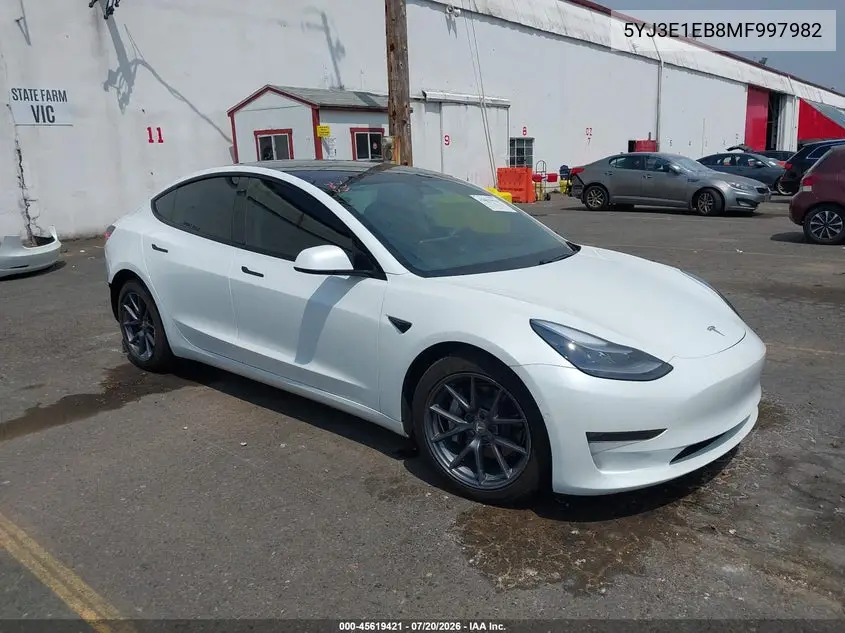 2021 Tesla Model 3 Long Range Dual Motor All-Wheel Drive VIN: 5YJ3E1EB8MF997982 Lot: 45619421