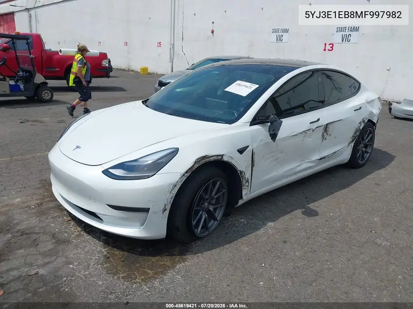 2021 Tesla Model 3 Long Range Dual Motor All-Wheel Drive VIN: 5YJ3E1EB8MF997982 Lot: 45619421