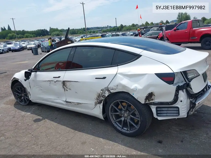 2021 Tesla Model 3 Long Range Dual Motor All-Wheel Drive VIN: 5YJ3E1EB8MF997982 Lot: 45619421