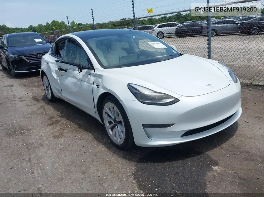 2021 Tesla Model 3 Long Range Dual Motor All-Wheel Drive VIN: 5YJ3E1EB2MF919200 Lot: 45636469