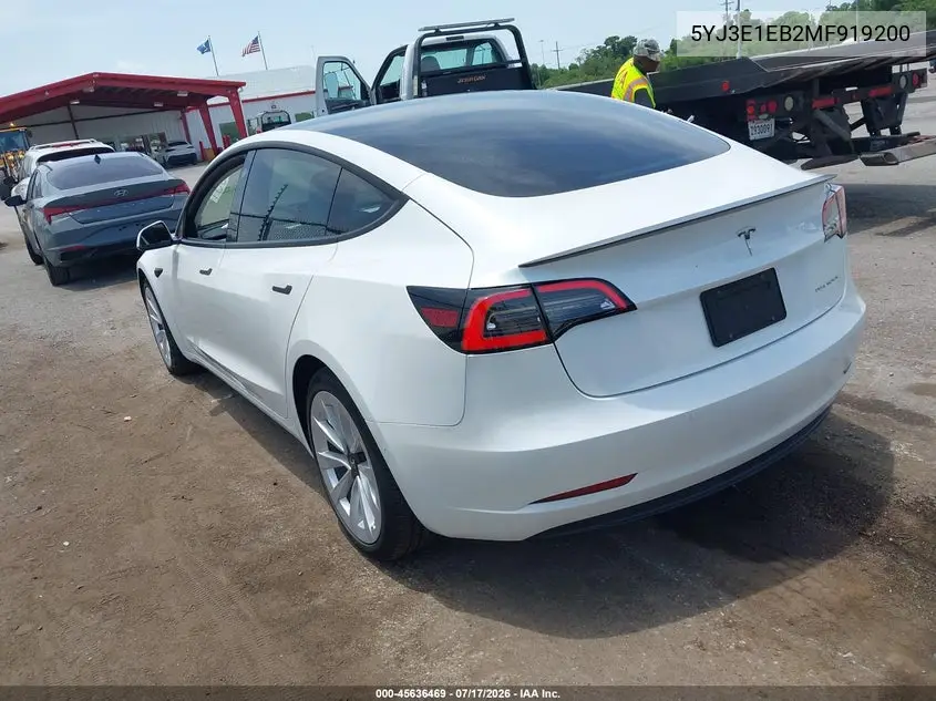 2021 Tesla Model 3 Long Range Dual Motor All-Wheel Drive VIN: 5YJ3E1EB2MF919200 Lot: 45636469