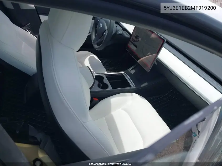 2021 Tesla Model 3 Long Range Dual Motor All-Wheel Drive VIN: 5YJ3E1EB2MF919200 Lot: 45636469