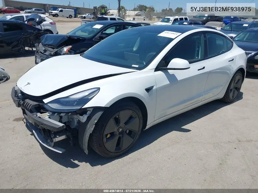 2021 Tesla Model 3 Long Range Dual Motor All-Wheel Drive VIN: 5YJ3E1EB2MF938975 Lot: 45674814