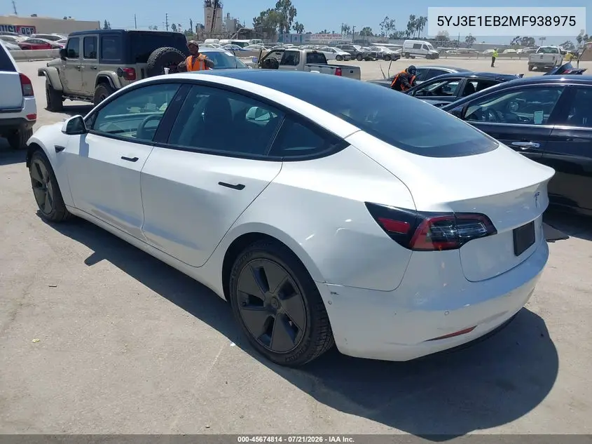 2021 Tesla Model 3 Long Range Dual Motor All-Wheel Drive VIN: 5YJ3E1EB2MF938975 Lot: 45674814