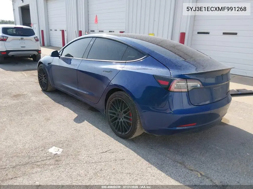 2021 Tesla Model 3 Performance Dual Motor All-Wheel Drive VIN: 5YJ3E1ECXMF991268 Lot: 45680228