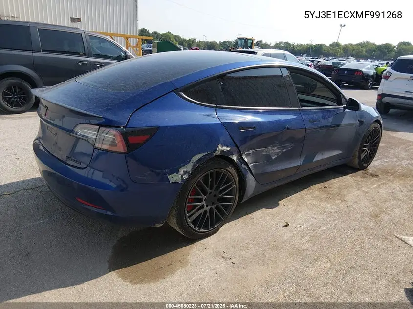 2021 Tesla Model 3 Performance Dual Motor All-Wheel Drive VIN: 5YJ3E1ECXMF991268 Lot: 45680228