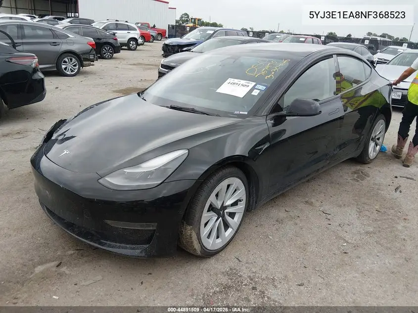 5YJ3E1EA8NF368523 2022 Tesla Model 3 Rear-Wheel Drive