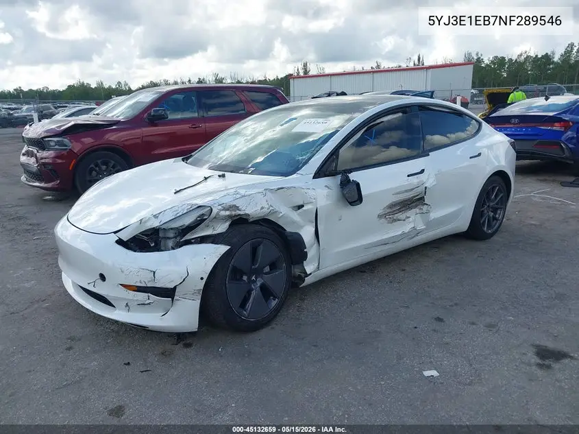 2022 Tesla Model 3 Long Range Dual Motor All-Wheel Drive VIN: 5YJ3E1EB7NF289546 Lot: 45132659