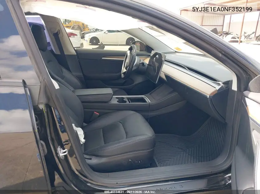 2022 Tesla Model 3 Rear-Wheel Drive VIN: 5YJ3E1EA0NF352199 Lot: 45334631