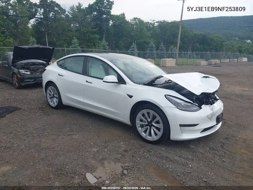 2022 Tesla Model 3 Long Range Dual Motor All-Wheel Drive VIN: 5YJ3E1EB9NF253809 Lot: 45350707