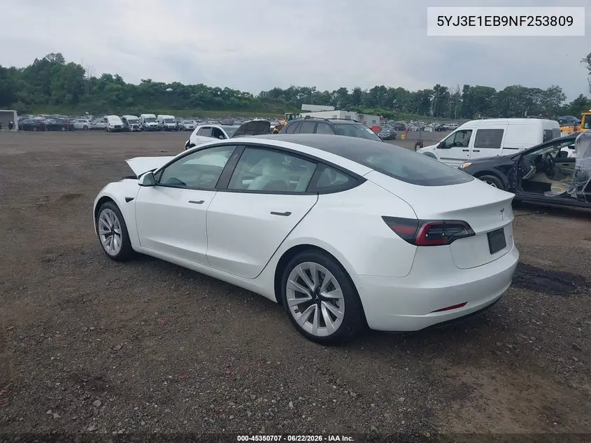 2022 Tesla Model 3 Long Range Dual Motor All-Wheel Drive VIN: 5YJ3E1EB9NF253809 Lot: 45350707