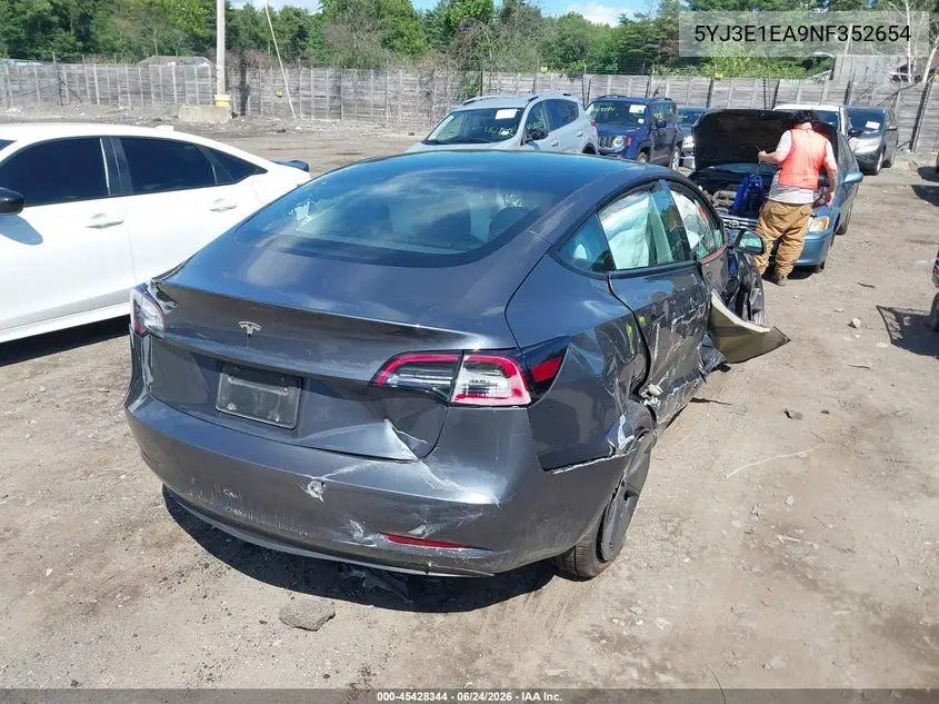 2022 Tesla Model 3 Rear-Wheel Drive VIN: 5YJ3E1EA9NF352654 Lot: 45428344