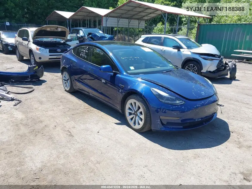 2022 Tesla Model 3 Rear-Wheel Drive VIN: 5YJ3E1EA4NF188388 Lot: 45472239