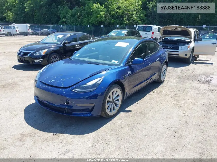 2022 Tesla Model 3 Rear-Wheel Drive VIN: 5YJ3E1EA4NF188388 Lot: 45472239