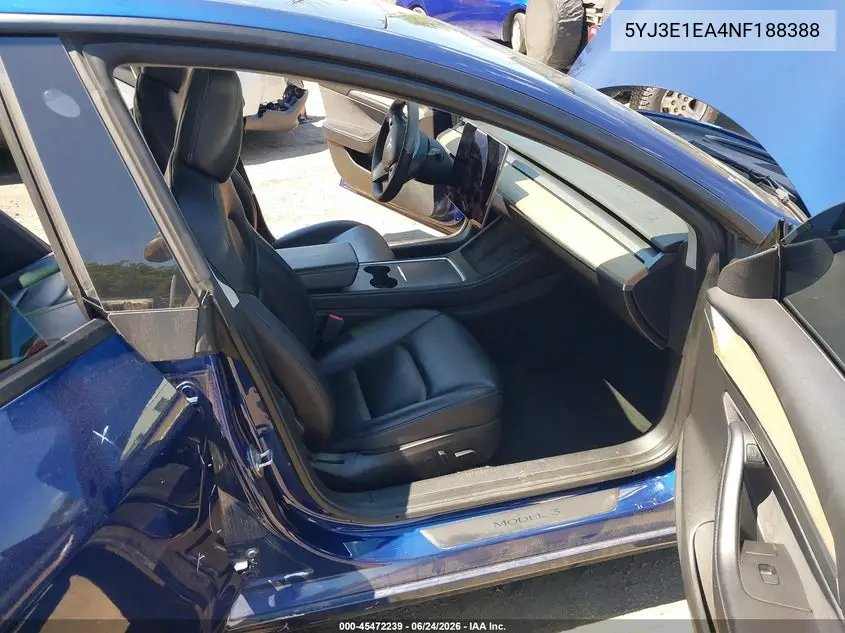 2022 Tesla Model 3 Rear-Wheel Drive VIN: 5YJ3E1EA4NF188388 Lot: 45472239