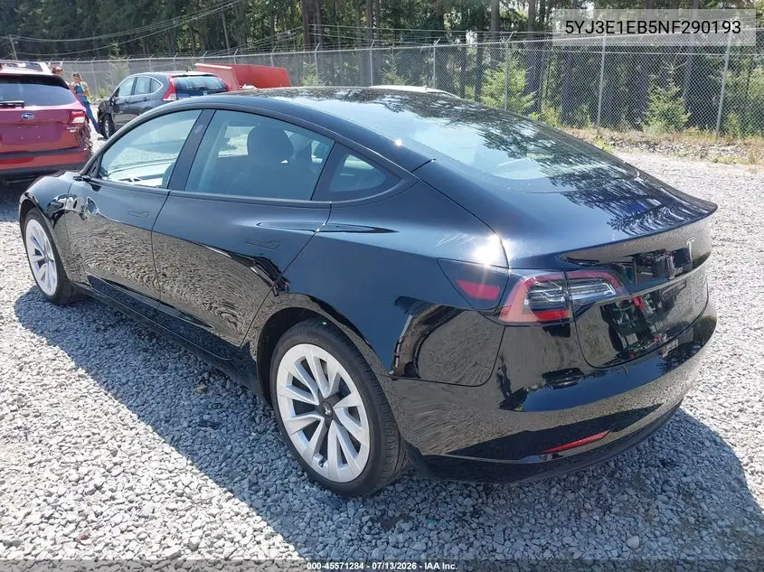 2022 Tesla Model 3 Long Range Dual Motor All-Wheel Drive VIN: 5YJ3E1EB5NF290193 Lot: 45571284
