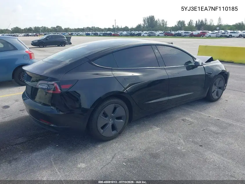 2022 Tesla Model 3 Rear-Wheel Drive VIN: 5YJ3E1EA7NF110185 Lot: 45591013