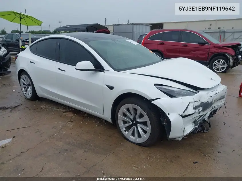 2022 Tesla Model 3 Long Range Dual Motor All-Wheel Drive VIN: 5YJ3E1EB9NF119642 Lot: 45625669