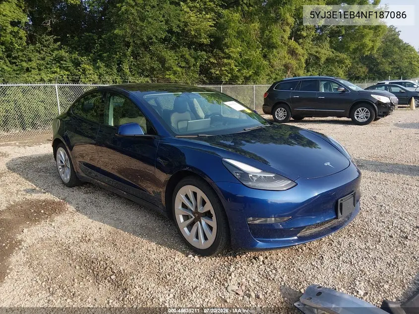 2022 Tesla Model 3 Long Range Dual Motor All-Wheel Drive VIN: 5YJ3E1EB4NF187086 Lot: 45635211