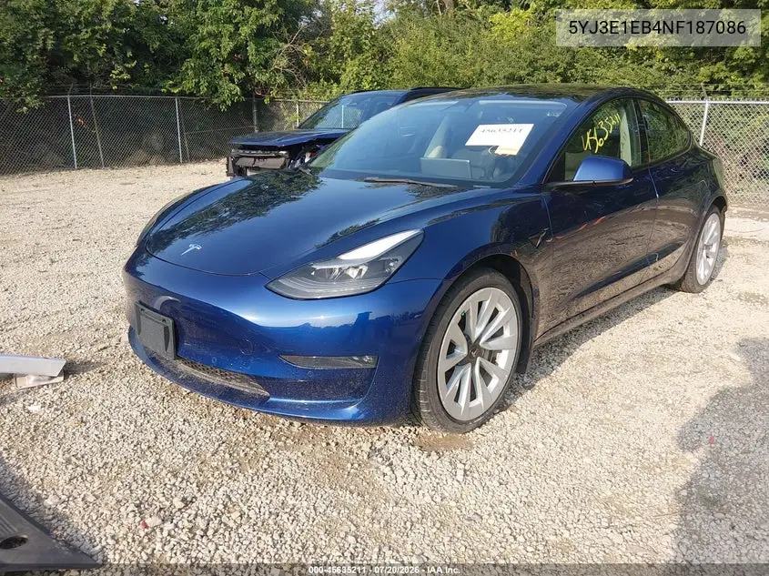 2022 Tesla Model 3 Long Range Dual Motor All-Wheel Drive VIN: 5YJ3E1EB4NF187086 Lot: 45635211